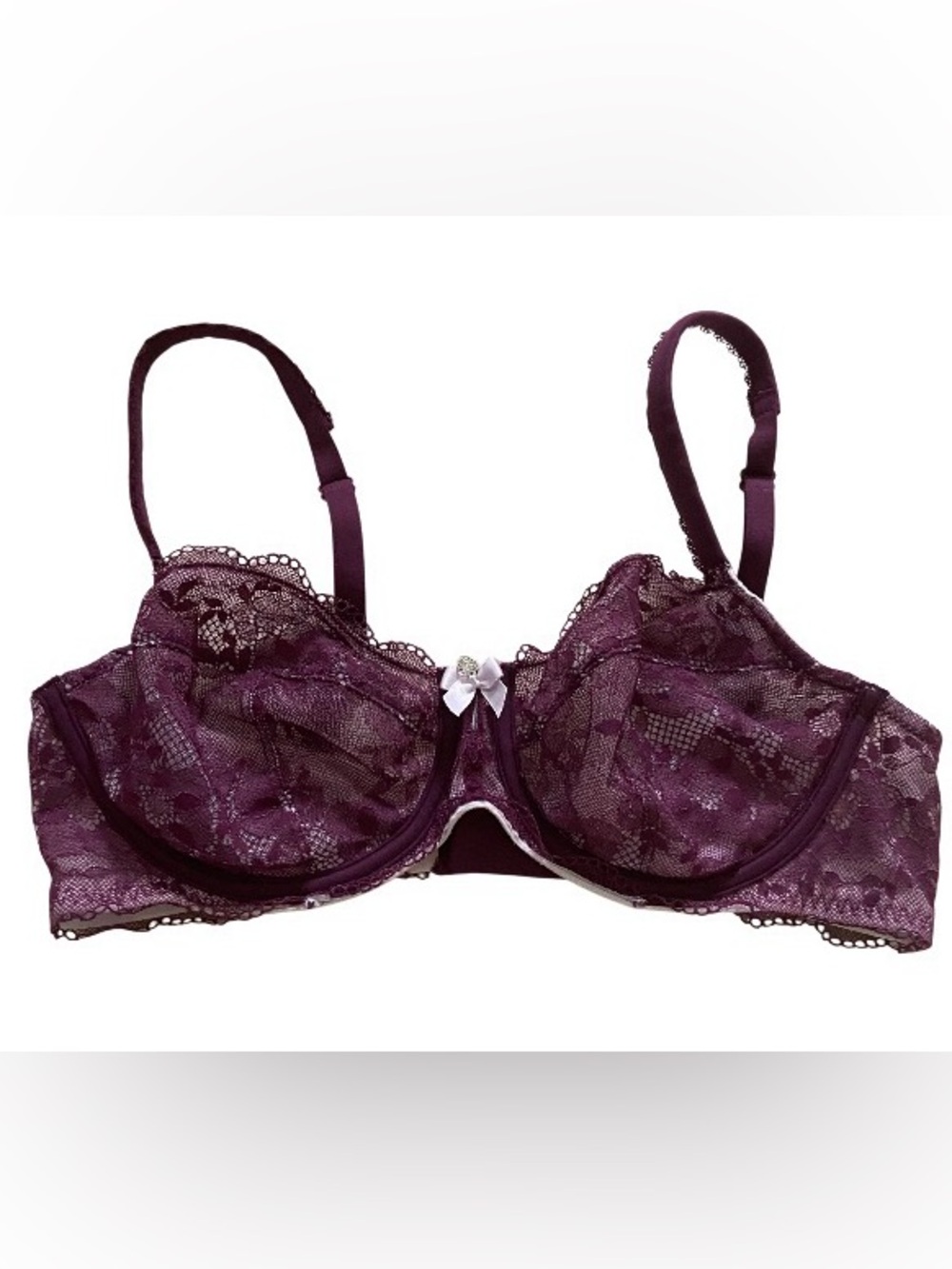 Victoria Secret Body Lace Underwire Bra in Deep Plum size 34D